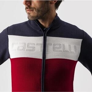 CASTELLI Armando Sweatshirt Savile Blue Red Off White Full Zip High Neck Men's M